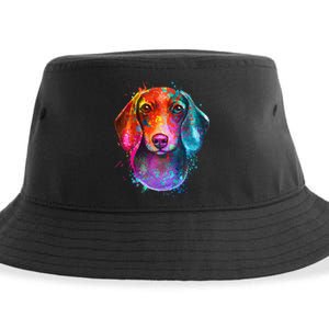 Colorful Dachshund Dog funny pet lover Sustainable Bucket Hat