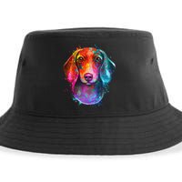 Colorful Dachshund Dog funny pet lover Sustainable Bucket Hat