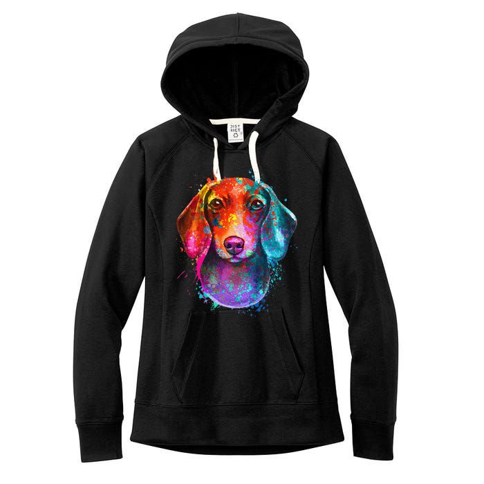 Colorful Dachshund Dog funny pet lover Women's Fleece Hoodie