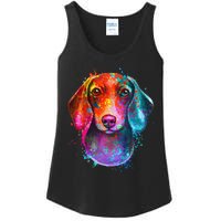 Colorful Dachshund Dog funny pet lover Ladies Essential Tank