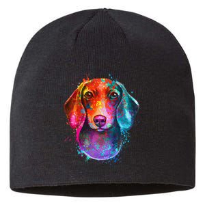 Colorful Dachshund Dog funny pet lover Sustainable Beanie