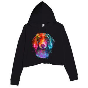 Colorful Dachshund Dog funny pet lover Crop Fleece Hoodie