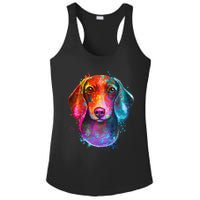 Colorful Dachshund Dog funny pet lover Ladies PosiCharge Competitor Racerback Tank