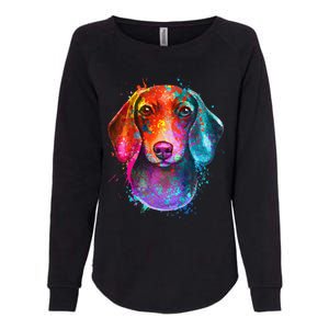 Colorful Dachshund Dog funny pet lover Womens California Wash Sweatshirt