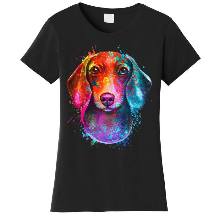 Colorful Dachshund Dog funny pet lover Women's T-Shirt