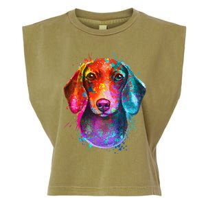 Colorful Dachshund Dog funny pet lover Garment-Dyed Women's Muscle Tee