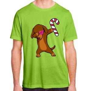 Christmas Dabbing Dachshund Puppy Dog Candy Cane Dance Gift Adult ChromaSoft Performance T-Shirt