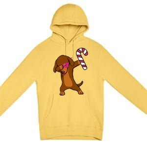 Christmas Dabbing Dachshund Puppy Dog Candy Cane Dance Gift Premium Pullover Hoodie