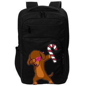 Christmas Dabbing Dachshund Puppy Dog Candy Cane Dance Gift Impact Tech Backpack