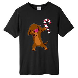 Christmas Dabbing Dachshund Puppy Dog Candy Cane Dance Gift Tall Fusion ChromaSoft Performance T-Shirt