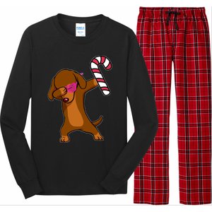 Christmas Dabbing Dachshund Puppy Dog Candy Cane Dance Gift Long Sleeve Pajama Set