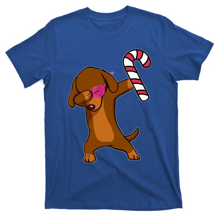 Christmas Dabbing Dachshund Puppy Dog Candy Cane Dance Gift T-Shirt