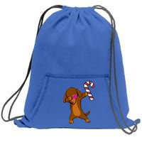 Christmas Dabbing Dachshund Puppy Dog Candy Cane Dance Gift Sweatshirt Cinch Pack Bag