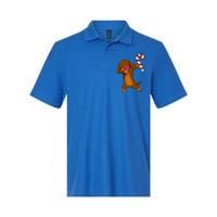 Christmas Dabbing Dachshund Puppy Dog Candy Cane Dance Gift Softstyle Adult Sport Polo