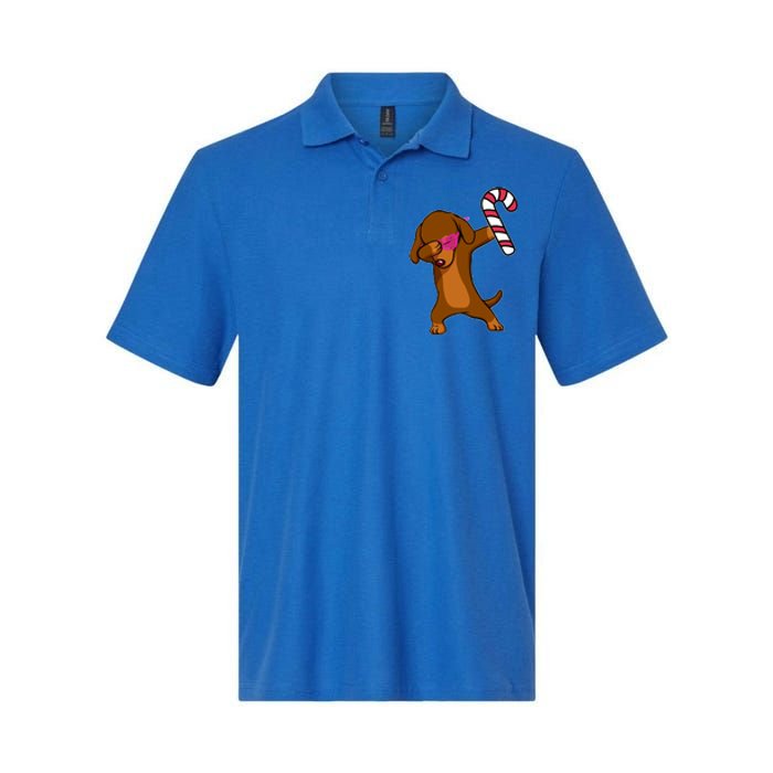 Christmas Dabbing Dachshund Puppy Dog Candy Cane Dance Gift Softstyle Adult Sport Polo