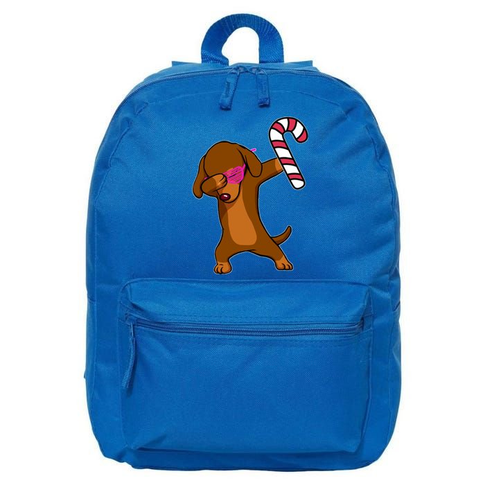 Christmas Dabbing Dachshund Puppy Dog Candy Cane Dance Gift 16 in Basic Backpack