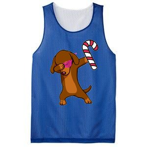 Christmas Dabbing Dachshund Puppy Dog Candy Cane Dance Gift Mesh Reversible Basketball Jersey Tank