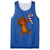 Christmas Dabbing Dachshund Puppy Dog Candy Cane Dance Gift Mesh Reversible Basketball Jersey Tank