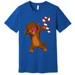 Christmas Dabbing Dachshund Puppy Dog Candy Cane Dance Gift Premium T-Shirt