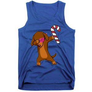 Christmas Dabbing Dachshund Puppy Dog Candy Cane Dance Gift Tank Top