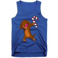 Christmas Dabbing Dachshund Puppy Dog Candy Cane Dance Gift Tank Top