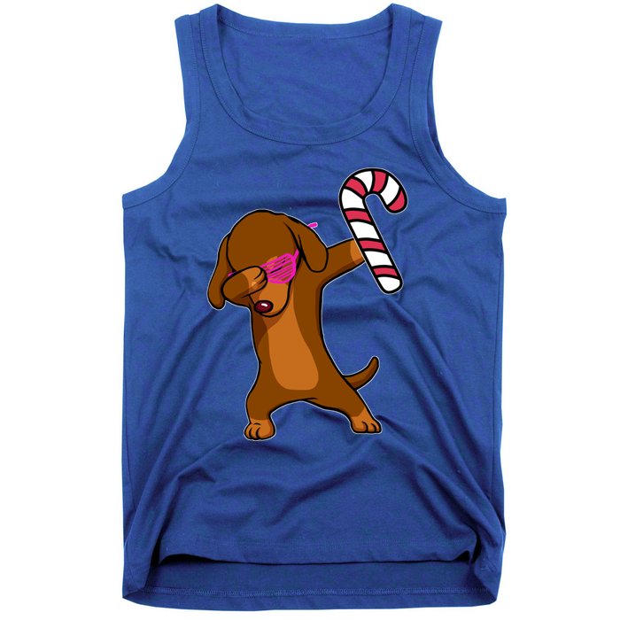 Christmas Dabbing Dachshund Puppy Dog Candy Cane Dance Gift Tank Top