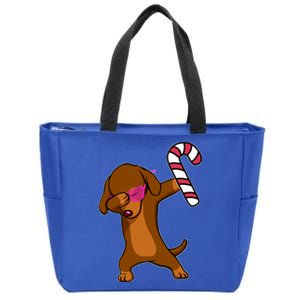 Christmas Dabbing Dachshund Puppy Dog Candy Cane Dance Gift Zip Tote Bag