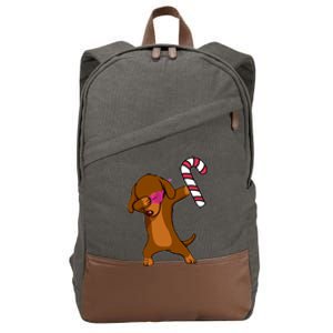 Christmas Dabbing Dachshund Puppy Dog Candy Cane Dance Gift Cotton Canvas Backpack