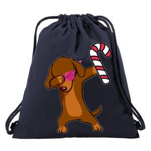 Christmas Dabbing Dachshund Puppy Dog Candy Cane Dance Gift Drawstring Bag