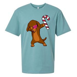 Christmas Dabbing Dachshund Puppy Dog Candy Cane Dance Gift Sueded Cloud Jersey T-Shirt