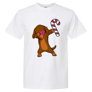 Christmas Dabbing Dachshund Puppy Dog Candy Cane Dance Gift Garment-Dyed Heavyweight T-Shirt