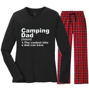 Camping Dad Definition Funny Hiking Adventure Fathers Day Gift Women's Long Sleeve Flannel Pajama Set 