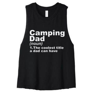 Camping Dad Definition Funny Hiking Adventure Fathers Day Gift Women's Racerback Cropped Tank