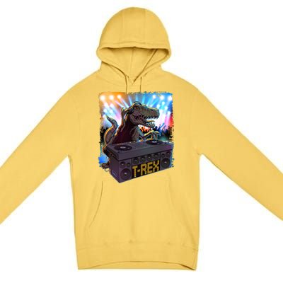 Cool DJ Dance Party TRex Dinosaur Premium Pullover Hoodie