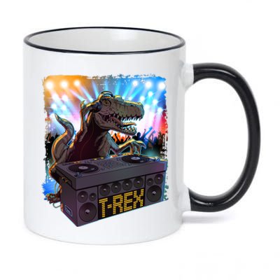 Cool DJ Dance Party TRex Dinosaur 11oz Black Color Changing Mug