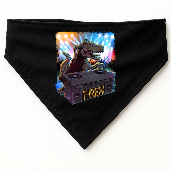 Cool DJ Dance Party TRex Dinosaur USA-Made Doggie Bandana