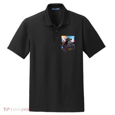 Cool DJ Dance Party TRex Dinosaur Dry Zone Grid Polo