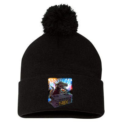 Cool DJ Dance Party TRex Dinosaur Pom Pom 12in Knit Beanie