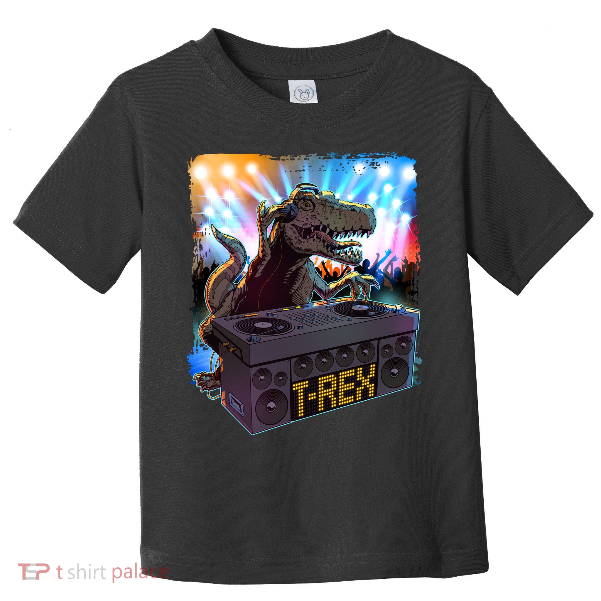Cool DJ Dance Party TRex Dinosaur Toddler T-Shirt