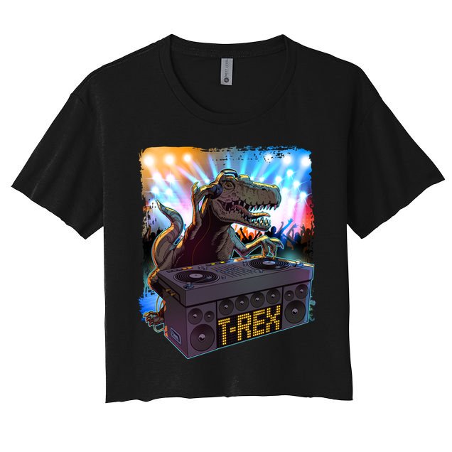 Cool DJ Dance Party TRex Dinosaur Crop Top