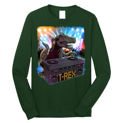 Cool DJ Dance Party TRex Dinosaur Long Sleeve Shirt