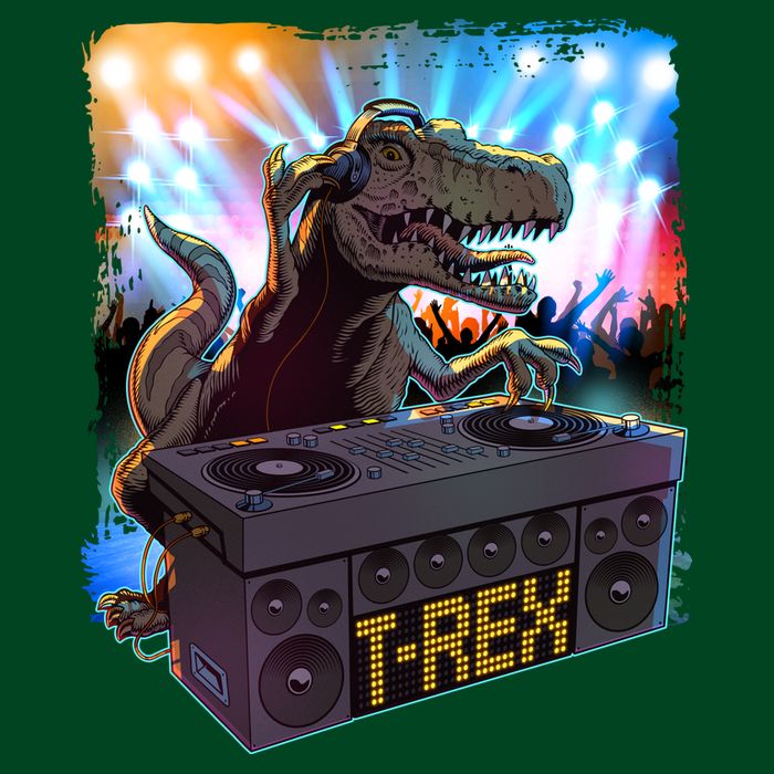 Cool DJ Dance Party TRex Dinosaur T-Shirt