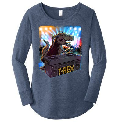 Cool DJ Dance Party TRex Dinosaur Women's Perfect Tri Tunic Long Sleeve Shirt