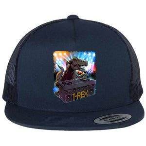 Cool DJ Dance Party TRex Dinosaur Flat Bill Trucker Hat