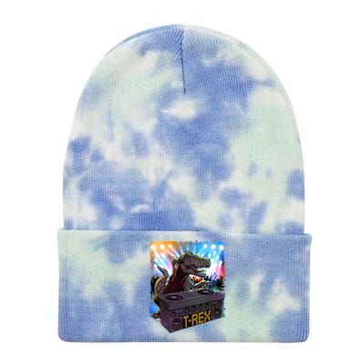 Cool DJ Dance Party TRex Dinosaur Tie Dye 12in Knit Beanie