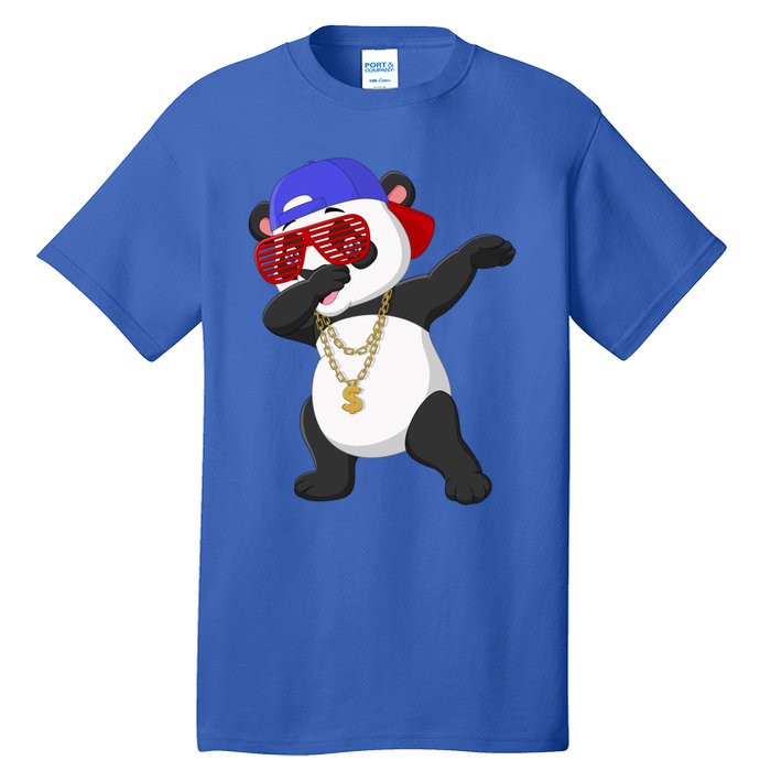 Cool Dabbing Dancing Panda Wearing Sunglasses Hat Necklace Funny Gift Tall T-Shirt