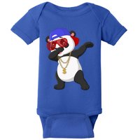 Cool Dabbing Dancing Panda Wearing Sunglasses Hat Necklace Funny Gift Baby Bodysuit