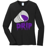 Codeine Dream Drip Purple Hip Hop Rap Social Media Ladies Long Sleeve Shirt