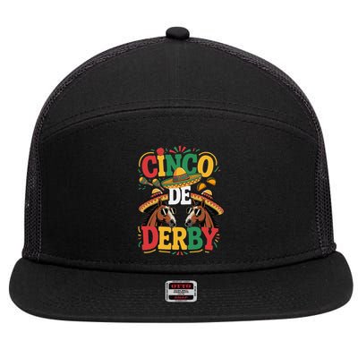 Cinco De Derby Funny Derby De Mayo Taco Horse Racing 7 Panel Mesh Trucker Snapback Hat