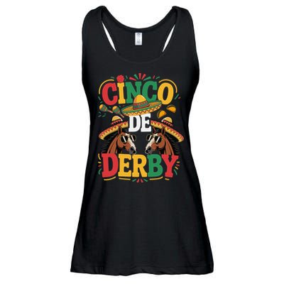 Cinco De Derby Funny Derby De Mayo Taco Horse Racing Ladies Essential Flowy Tank